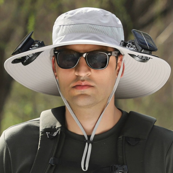 Men's Solar-Powered Hat with Fan and UV Protection