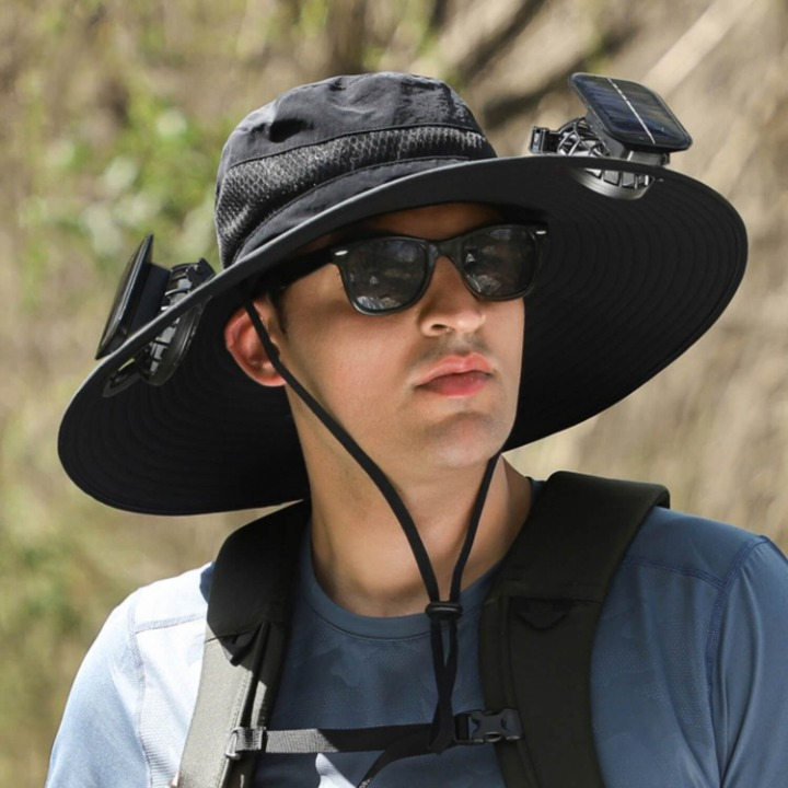 Men's Solar-Powered Hat with Fan and UV Protection