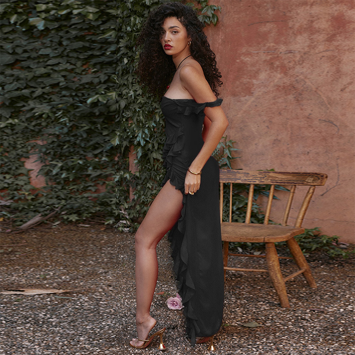 Romina | Women's Summer Ruffled Maxi Dress with Slit