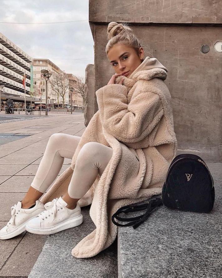 Women's Long Teddy Coat