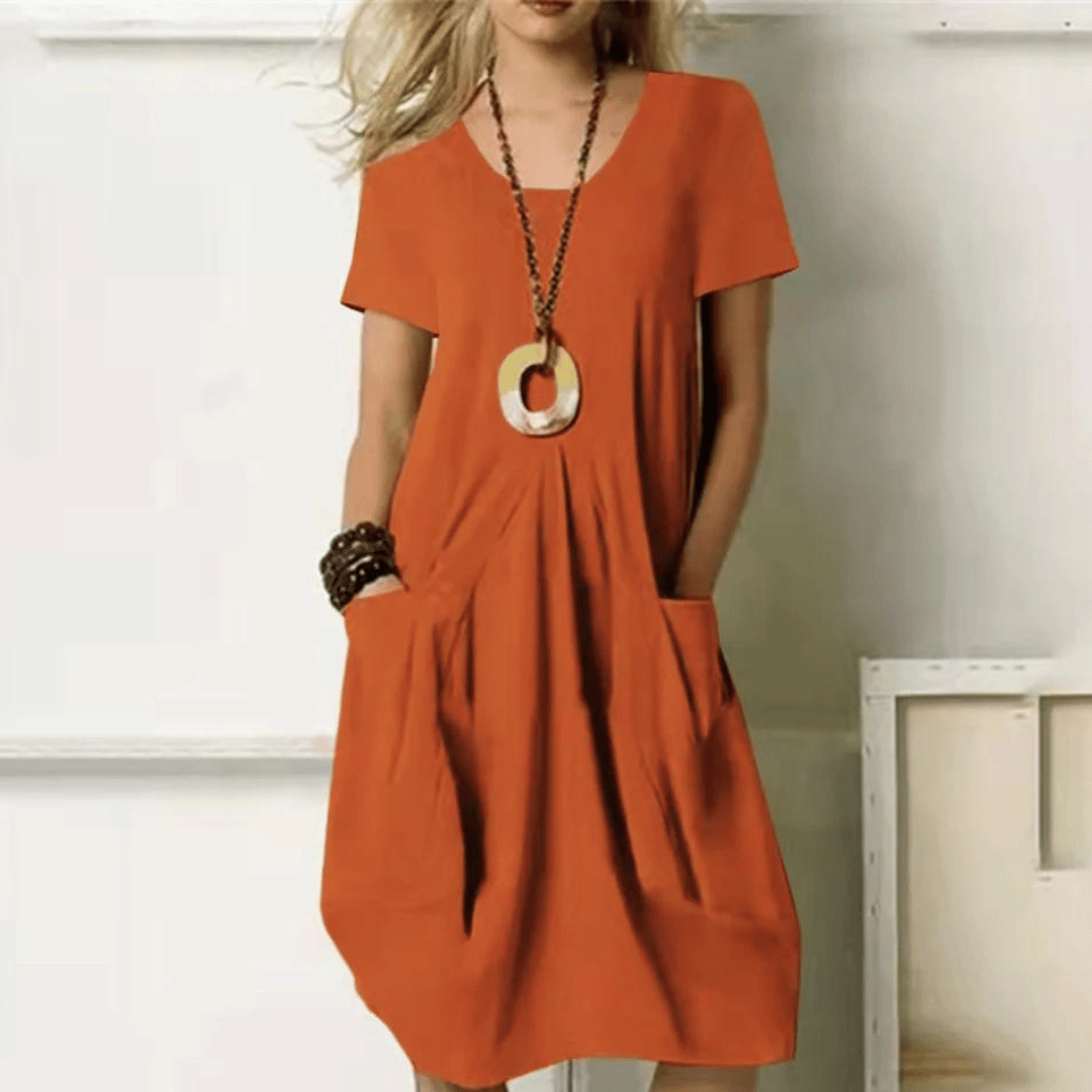 Sophia | Women's V-Neck A-Line Midi Dress