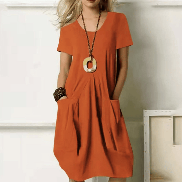 Sophia | Women's V-Neck A-Line Midi Dress