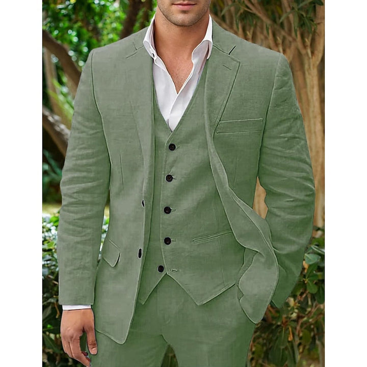 John | Men's Three-Piece Linen Blazer, Vest, and Pants Set
