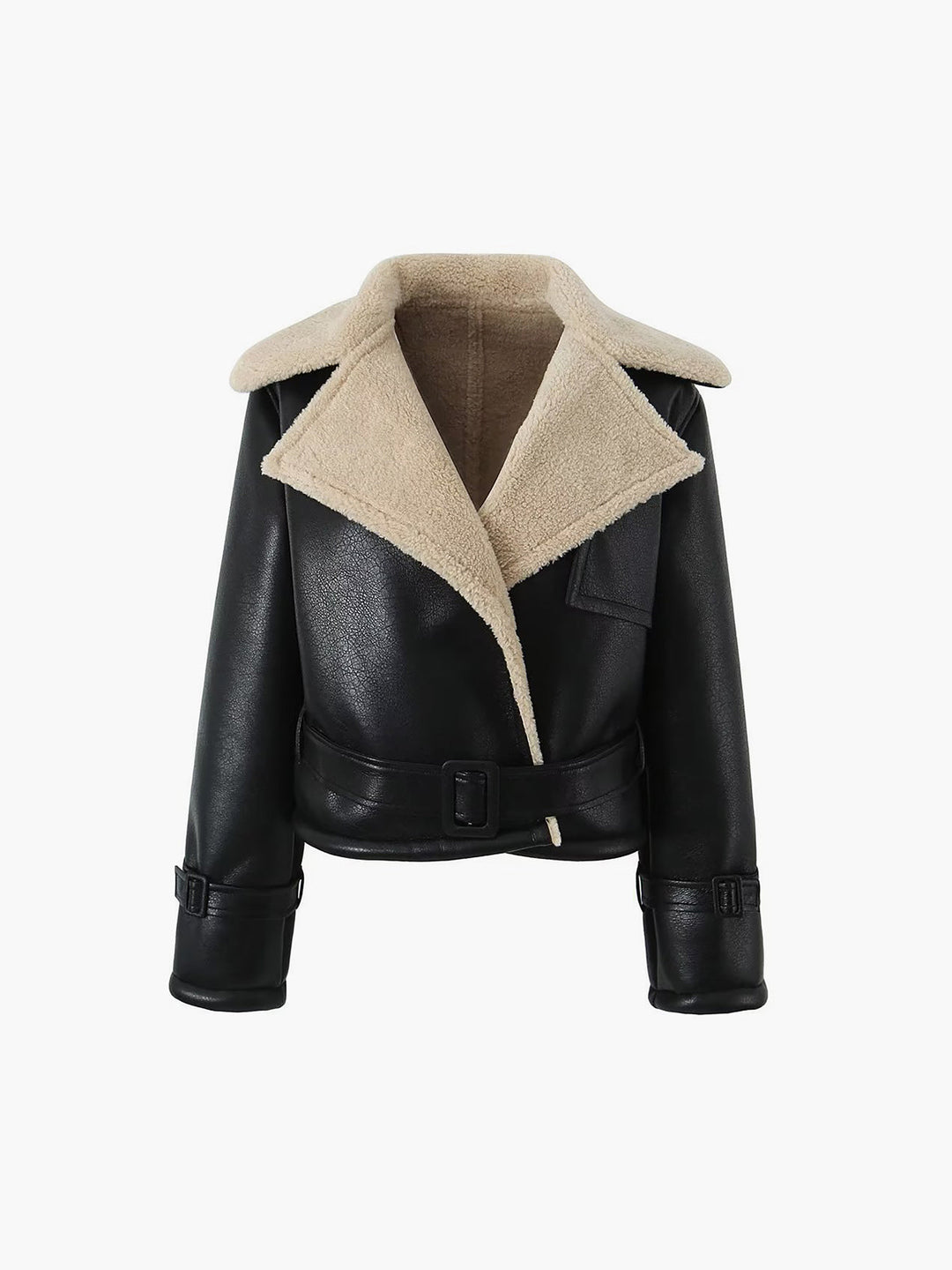 Women's Shearling Leather Flight Jacket with Sherpa Lining