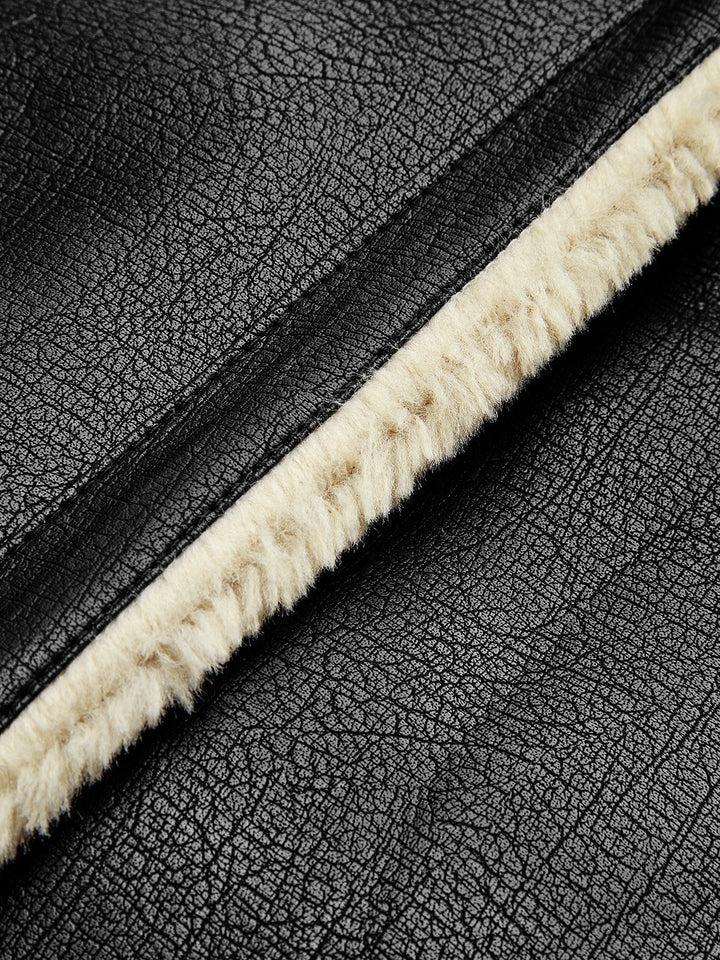 Women's Shearling Leather Flight Jacket with Sherpa Lining