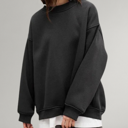 Oversized sweater til kvinder med ribkanter og afslappet, løs pasform
