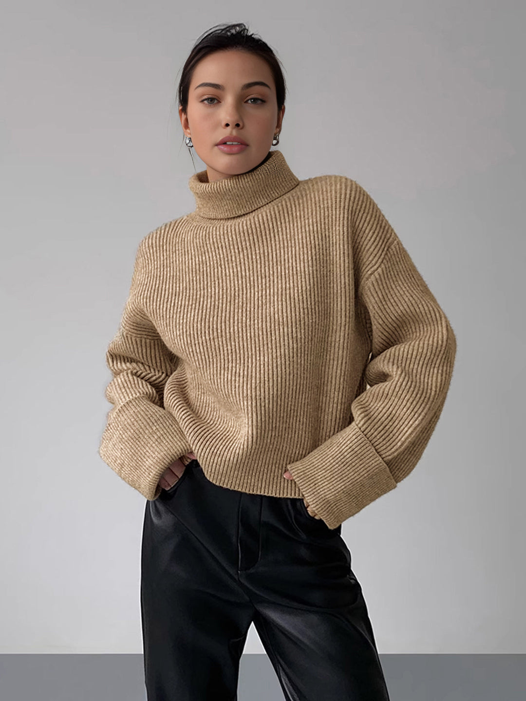 Women's Ribbed Turtleneck Warm Sweater