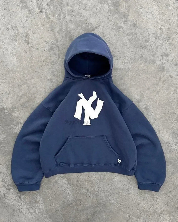 Women's Oversized Y2K Hoodie – Abstract Art Design