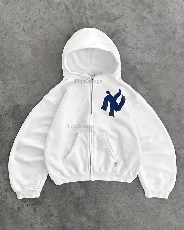 Women's Oversized Y2K Hoodie – Abstract Art Design