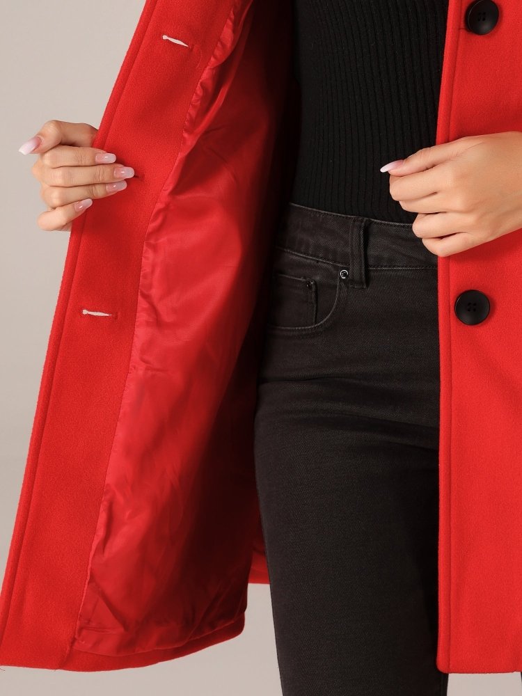 Women's Winter Coat with Single-Button Closure