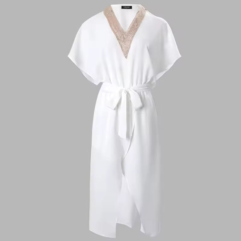 Vicki | Women's V-Neck Wrap Midi Dress for Stylish Elegance