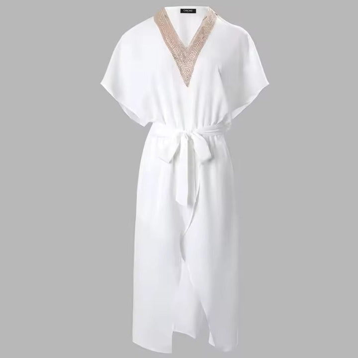 Vicki | Women's V-Neck Wrap Midi Dress for Stylish Elegance