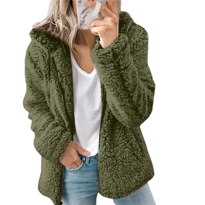 Women's Warm Plush Zipper Hoodie with Hood