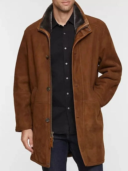 Wasserabweisende Herren-Winterjacke mit kuscheligem Futter, langer Schnitt