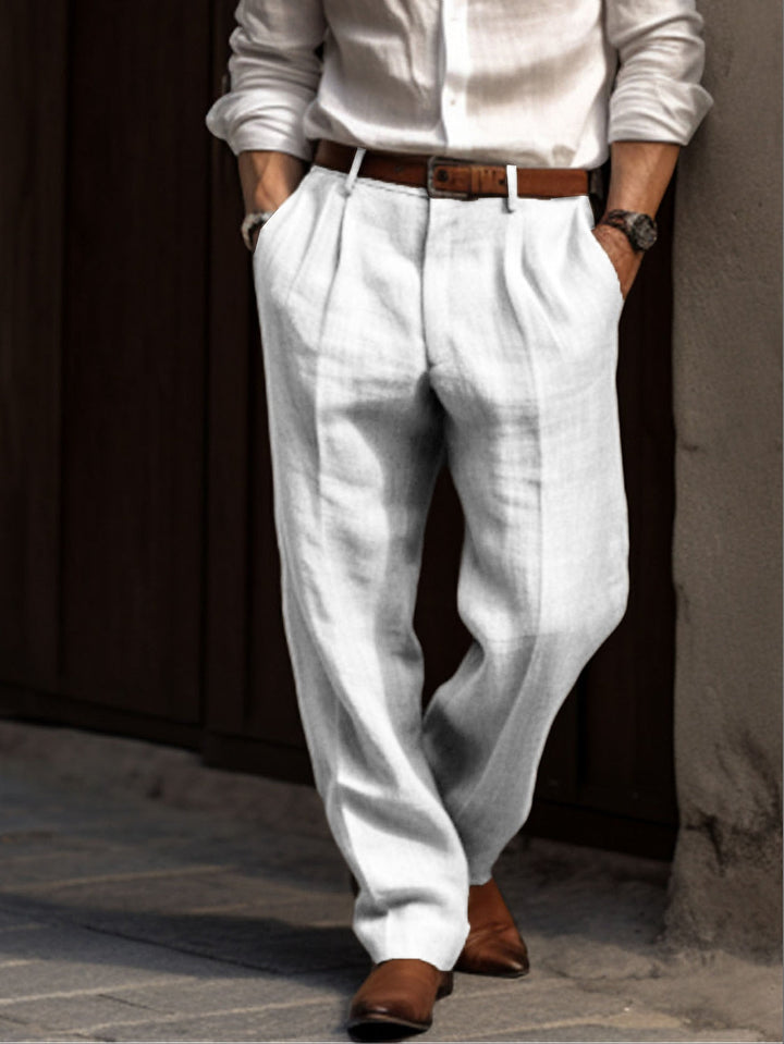 James | Men's Pleated Linen Trousers