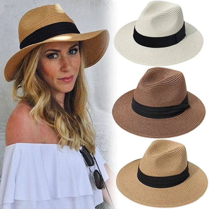 Women's Panama Straw Hat with UPF 50+ Sun Protection