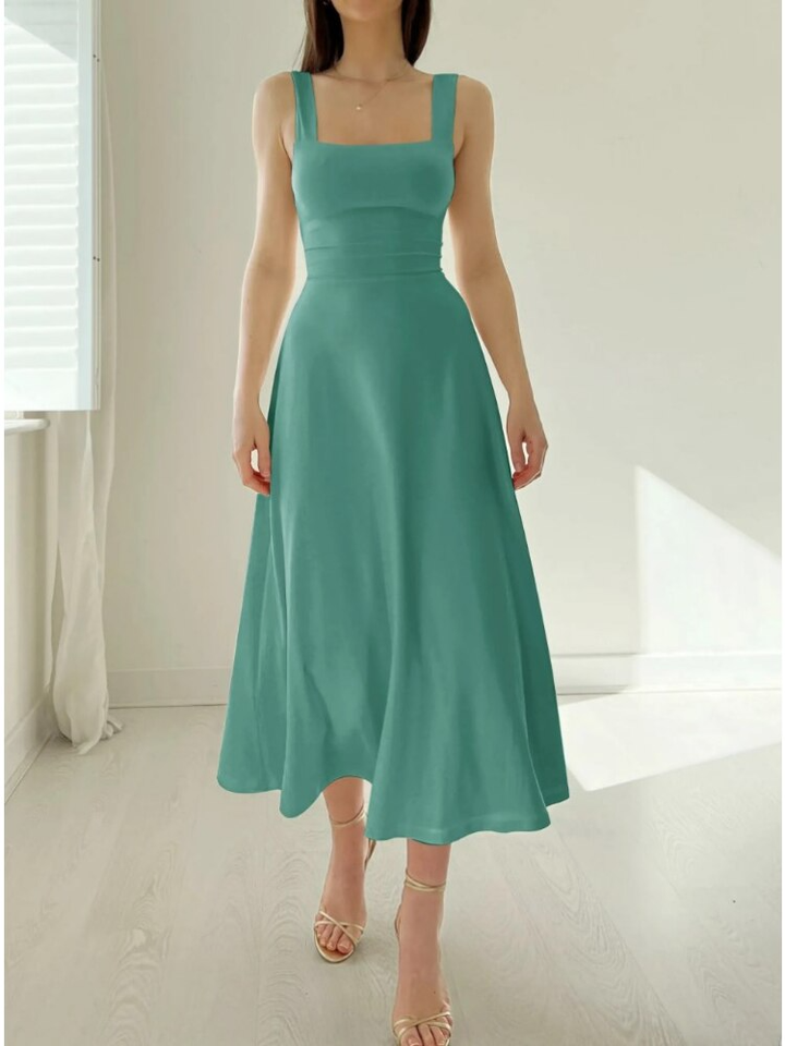 Yvonne | Women's A-Line Midi Dress Without Sleeves