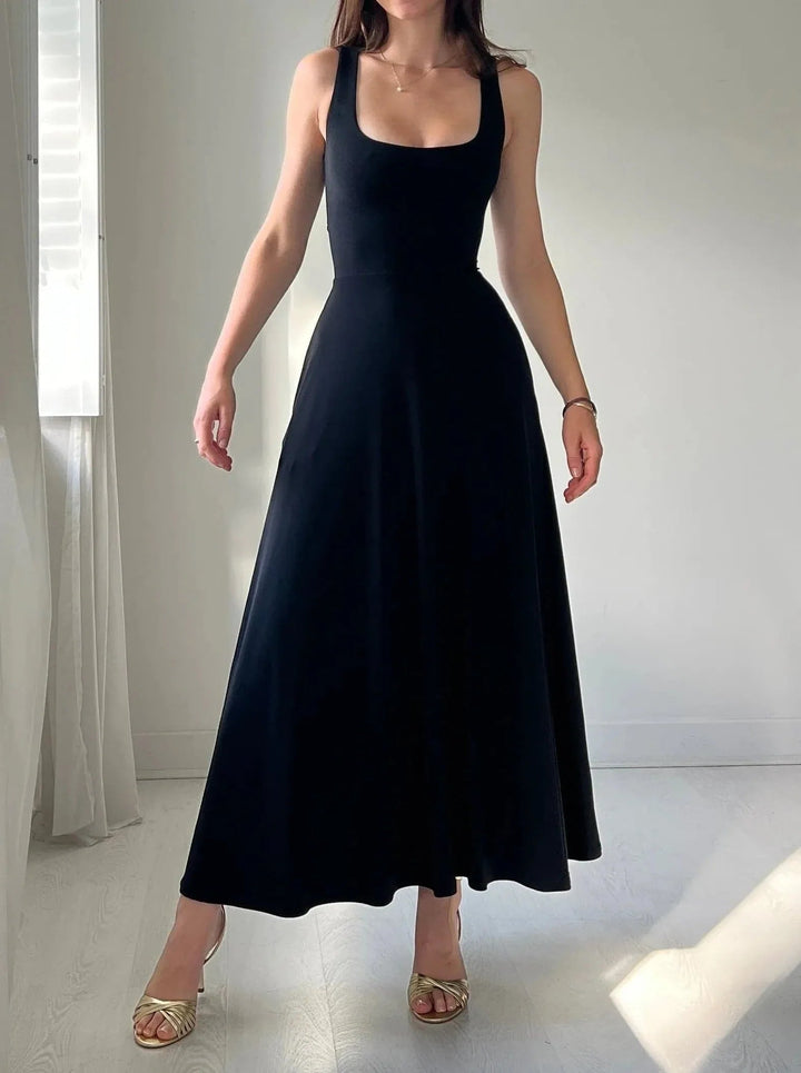 Yvonne | Women's A-Line Midi Dress Without Sleeves