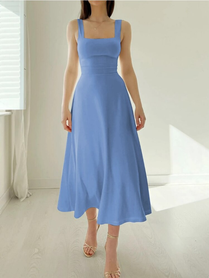 Yvonne | Women's A-Line Midi Dress Without Sleeves