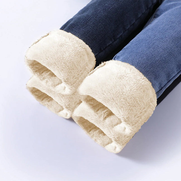 Lined Women's High Waist Winter Jeans
