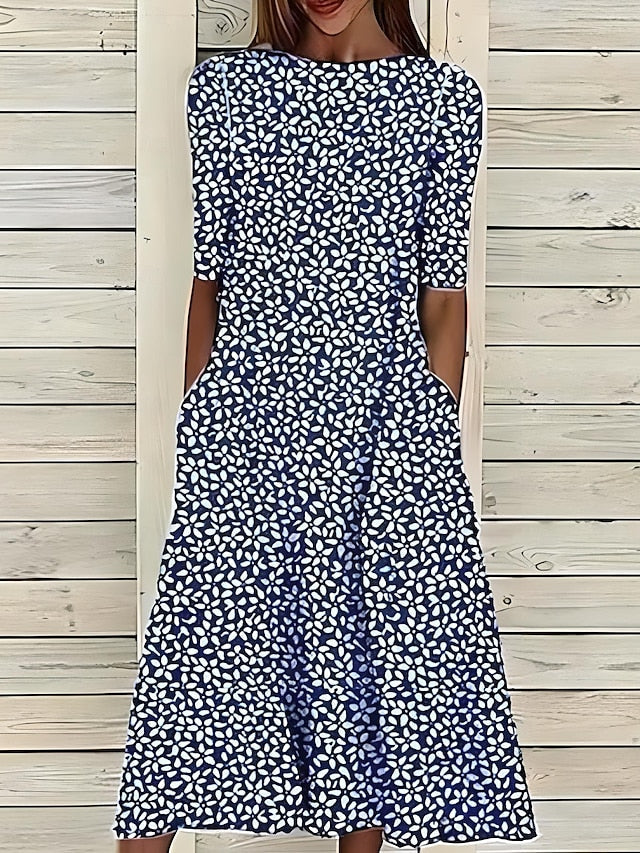 Harlow | Women's A-Line Midi Dress with Pockets