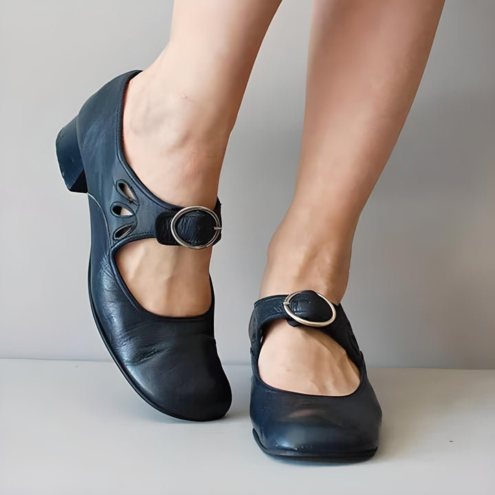 Sophia | Women's Leather Wedge Sandals with Buckle Detail